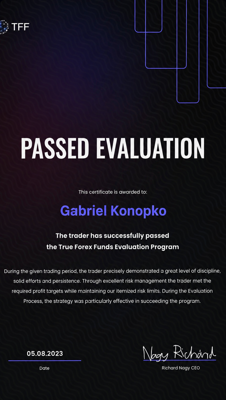 True Forex Funds — Passed Evaluation (05.08.2023)